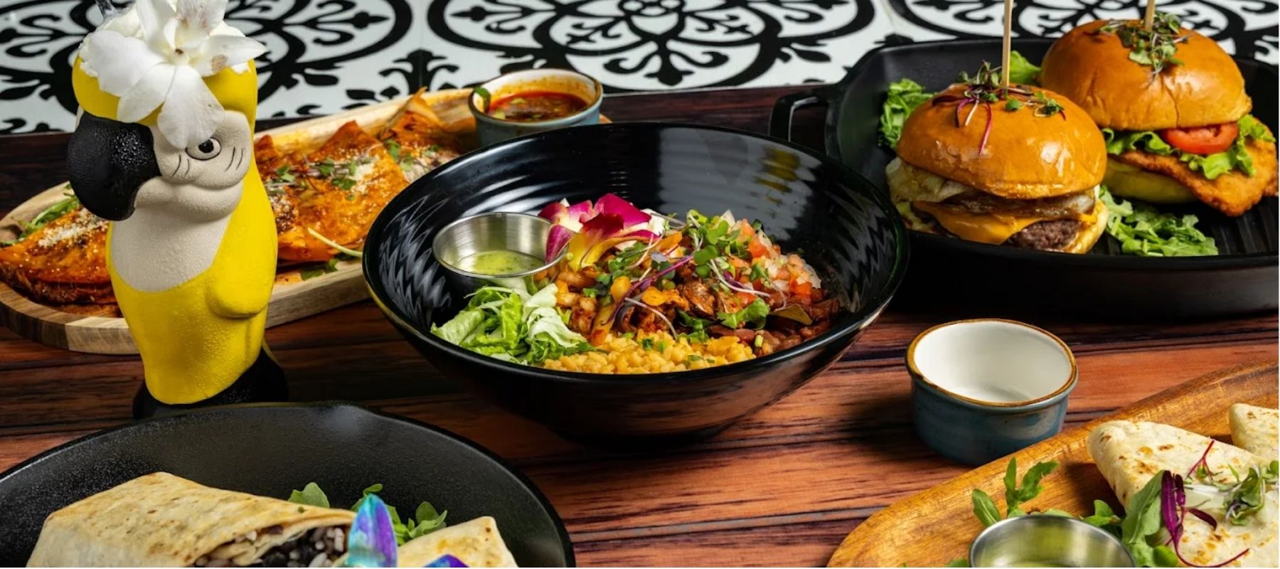 Dos Pecados tacos, bowls, burgers and quesadillas